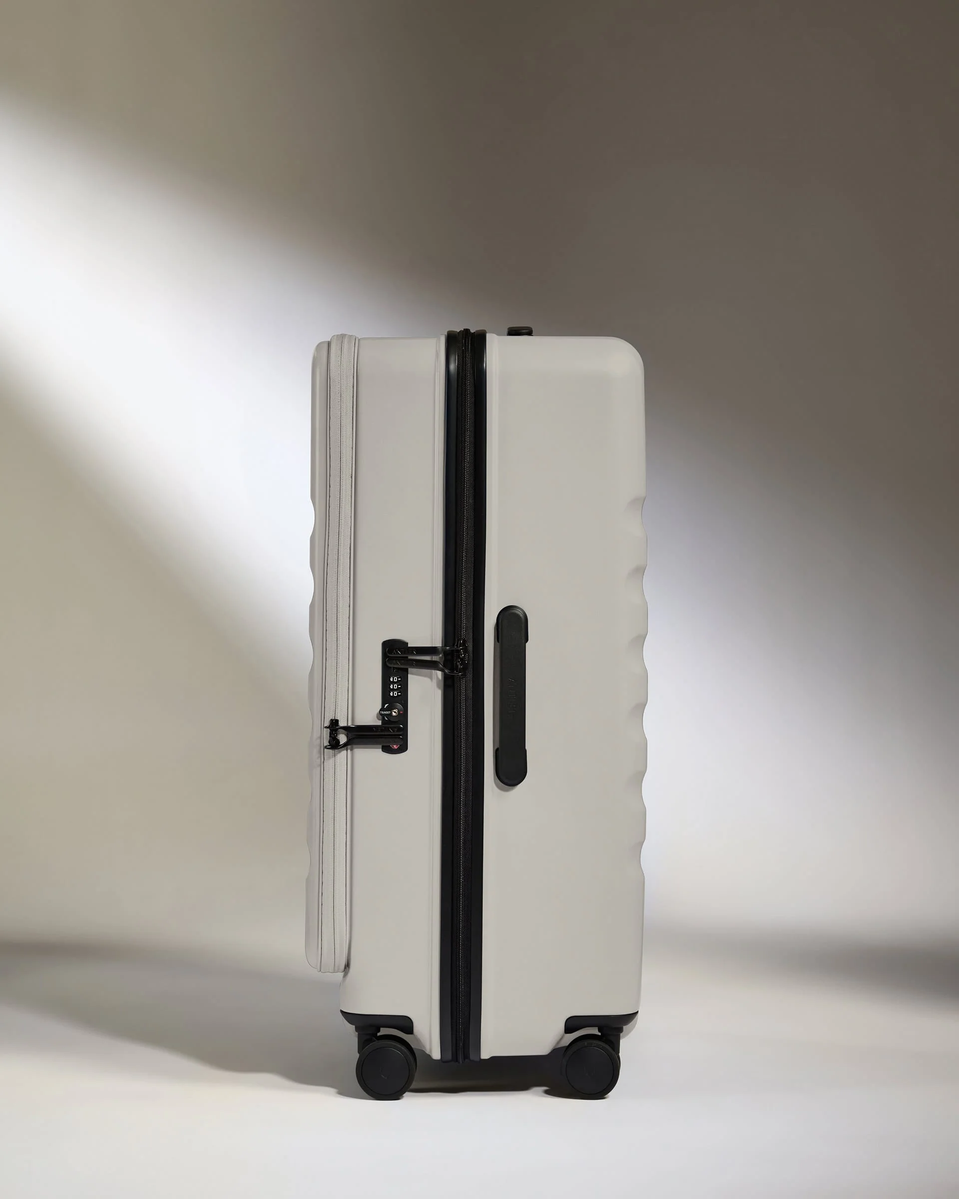 Dual Opening Large Suitcase in Taupe - Icon Stripe - Image 4