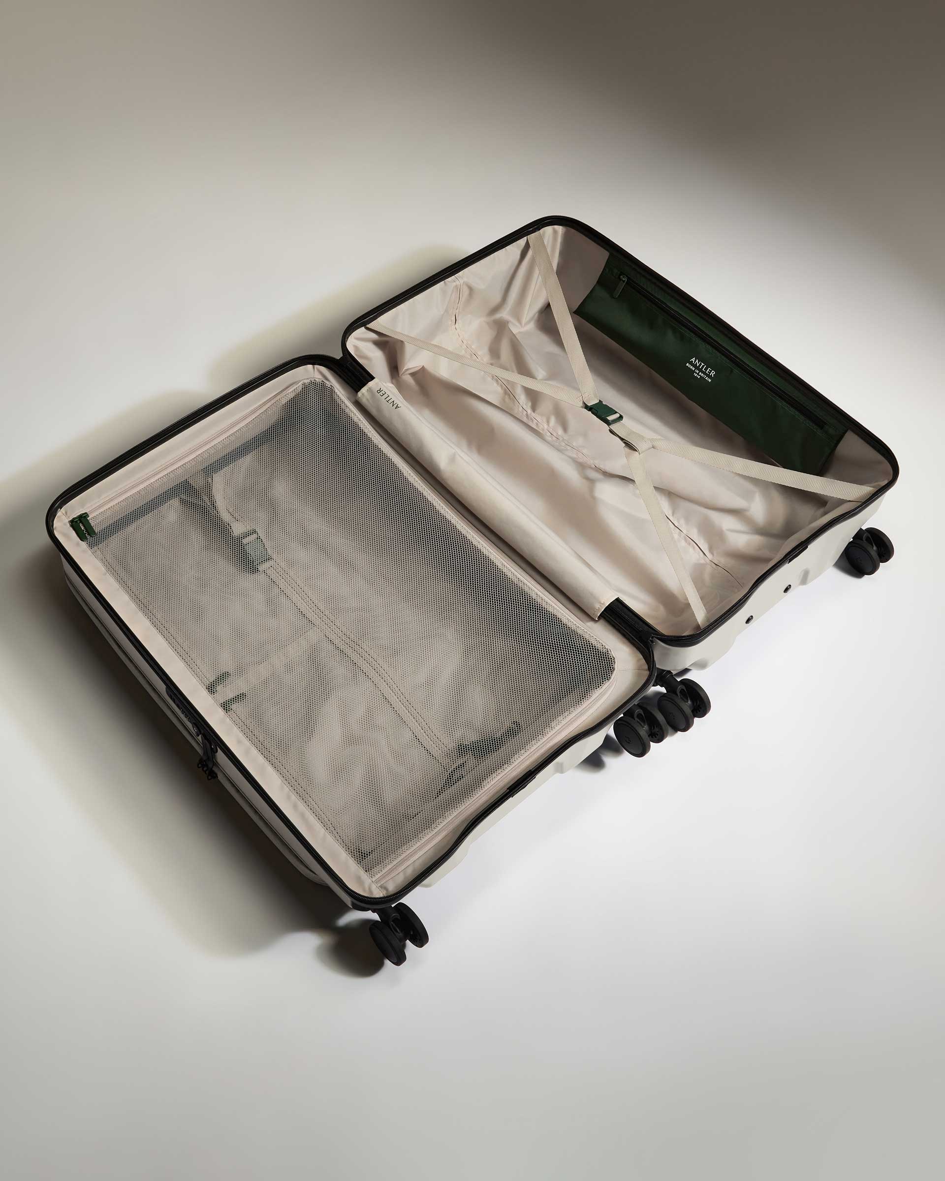 Dual Opening Large Suitcase in Taupe - Icon Stripe - Image 5