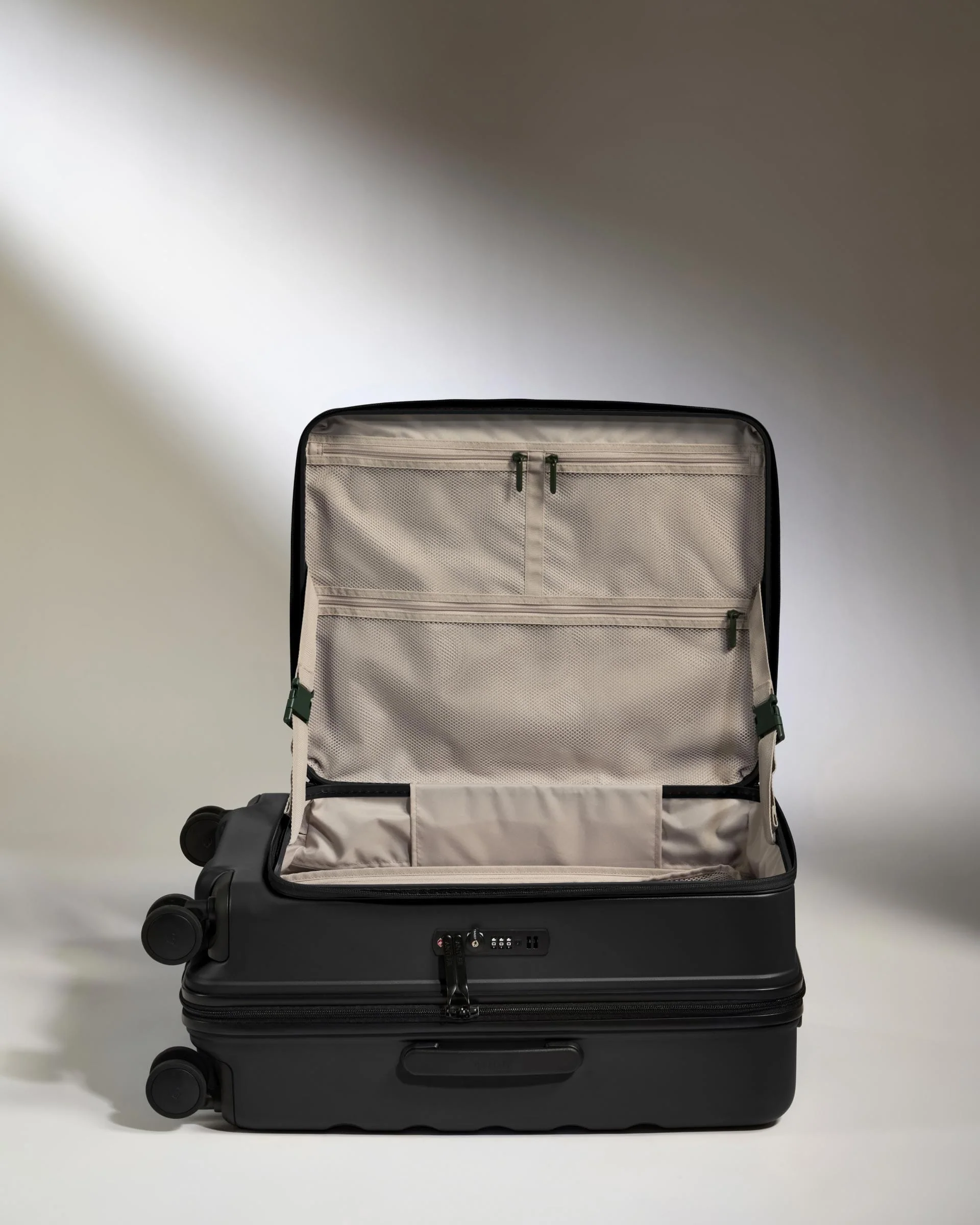 Dual Opening Medium Suitcase in Black - Icon Stripe - Image 2