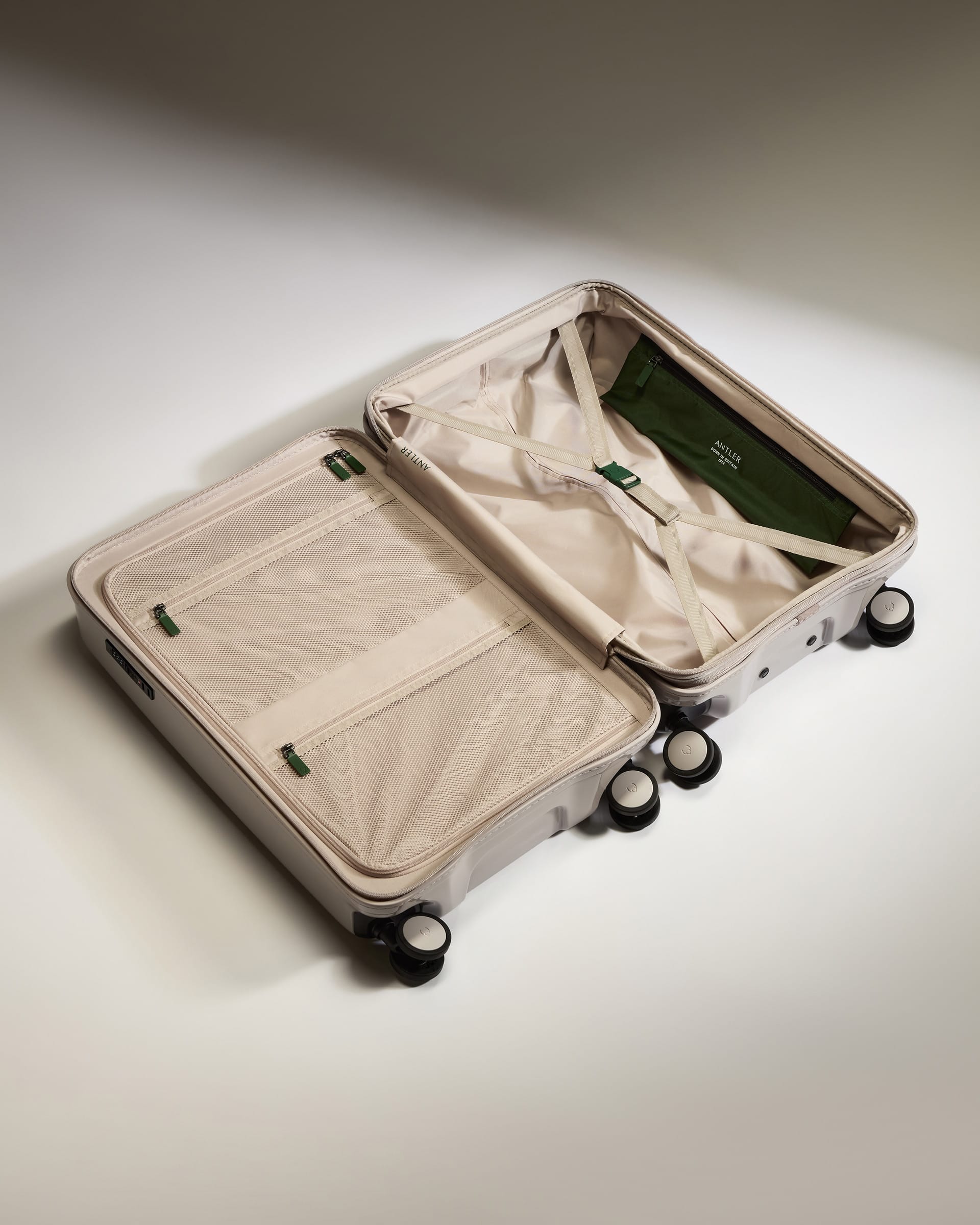 Medium Suitcase in Taupe Gloss - Icon Stripe - Image 3