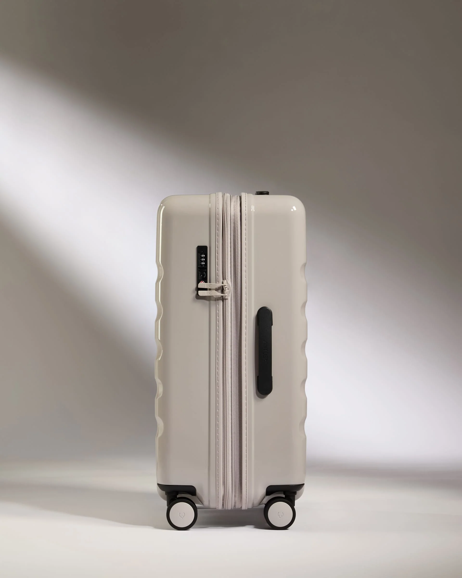 Medium Suitcase in Taupe Gloss - Icon Stripe - Image 4